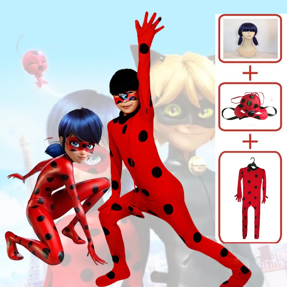 

Disfraz Ladybug Costume for Adult Kids Girl Ladybug Cosplay Costume Lady Bug Costume Marinette Zentai Suit for Halloween Cosplay