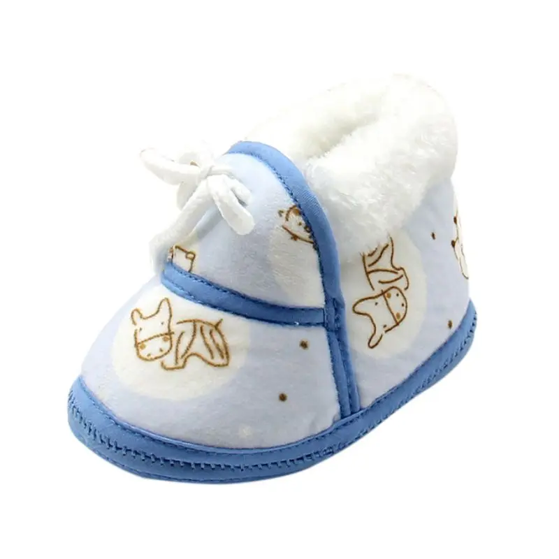 Милая Детская Флисовая теплая зимняя противоскользящая повседневная обувь для малышей 6-12 месяцев