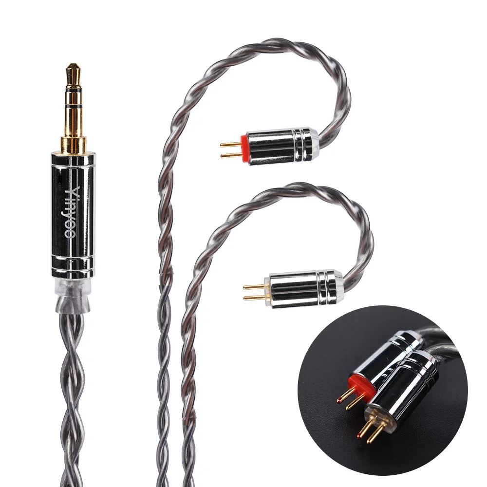 Cheap Yinyoo 4 Core 7N Single Crystal Copper Cable  2.5 3.5 4.4mm OCC Silver Plated  Cable With MMCX Connector For AS10  TIN T2 T3 C16
