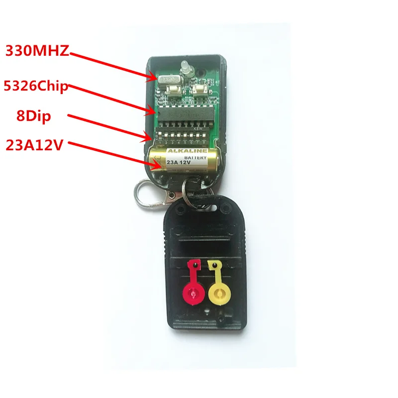 

Malaysia 5326 330mhz dip switch auto gate remote control,transmitter,keyfob with metal sliding cover