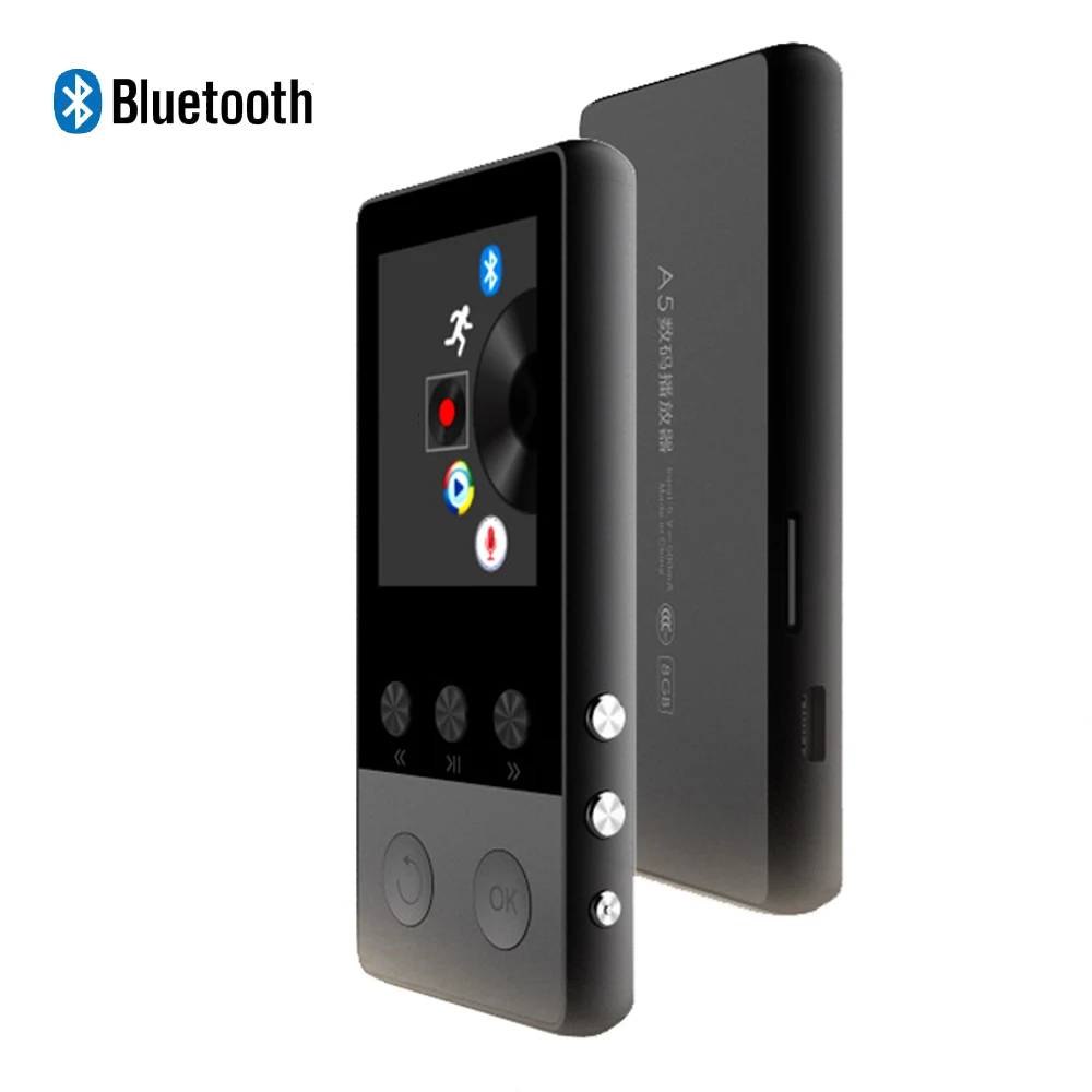 

A5 HIFI Bluetooth MP3 Player 1.8 inch TFT Screen music player with Voice Recorder, Pedometer, Video, FM Radio Audio Mp3 Player