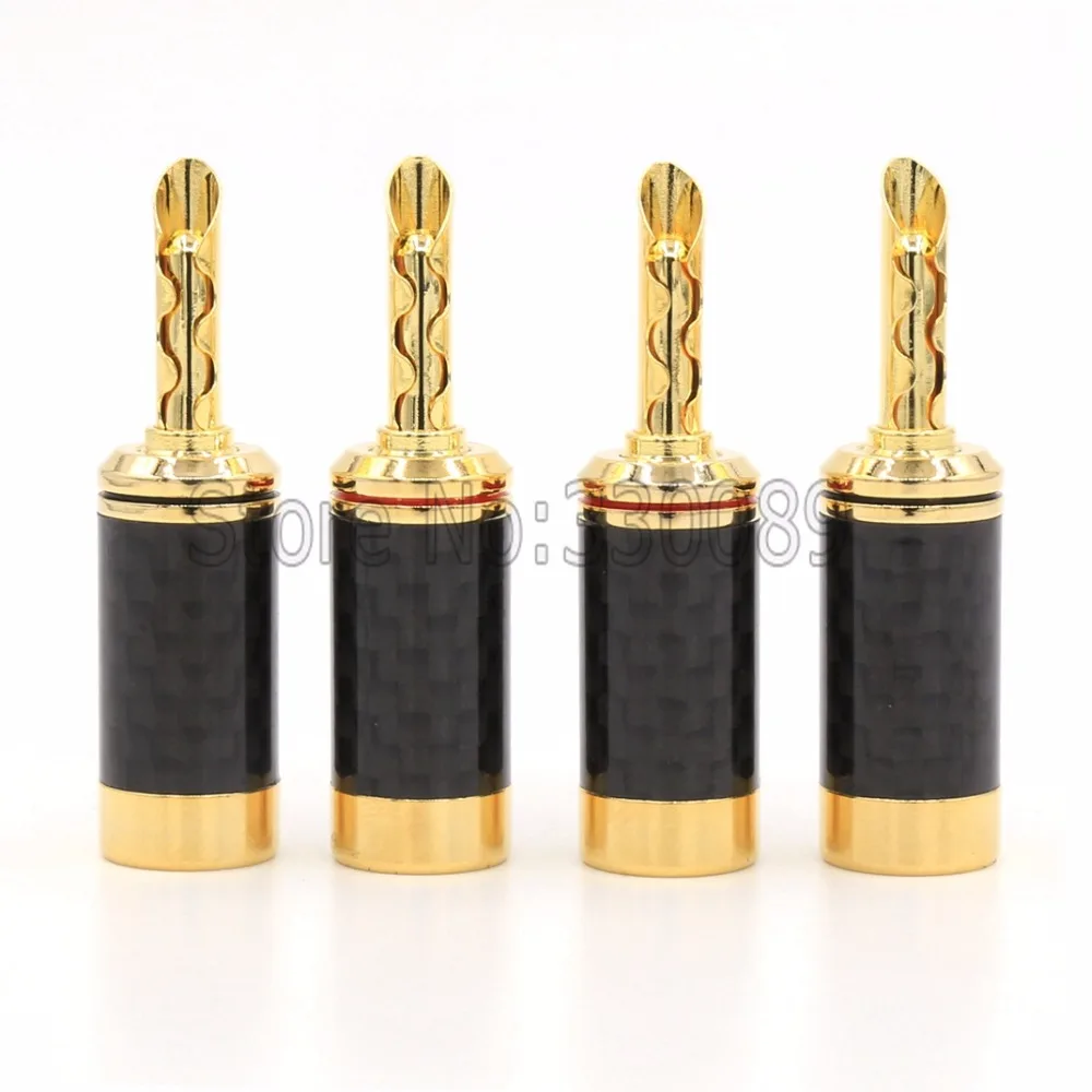 Free shipping 4pcsx 24K Gold plated Carbon Fiber BFA Z Banana font b Speaker b font