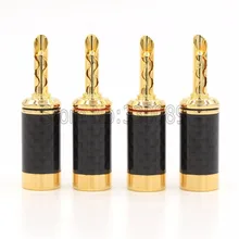 Free shipping 4pcsx 24K Gold plated Carbon Fiber BFA Z Banana Speaker Plug Copper Connector HiFi