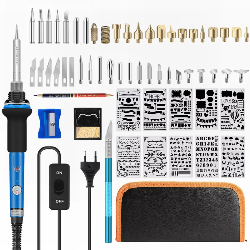 

ebakey 110V/220V 60W Soldering Iron Kit Wood Burning Pen Set Electric Soldering Iron Carving Pyrography Tools