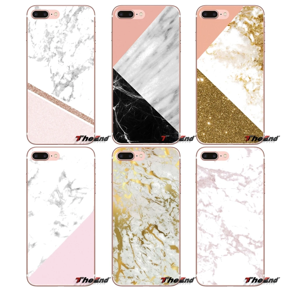 

For Samsung Galaxy S2 S3 S4 S5 MINI S6 S7 edge S8 S9 Plus Note 2 3 4 5 8 Coque Fundas Design Cover Pink Gold Bule Glitter marble
