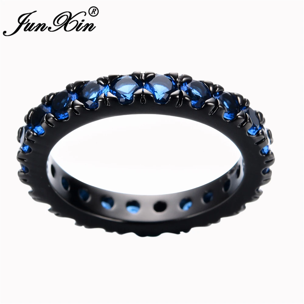 JUNXIN модное мужское женское синее круглое кольцо, винтажное чёрное Золотое заполненное ювелирное ретро Обручальное кольцо для мужчин и женщин