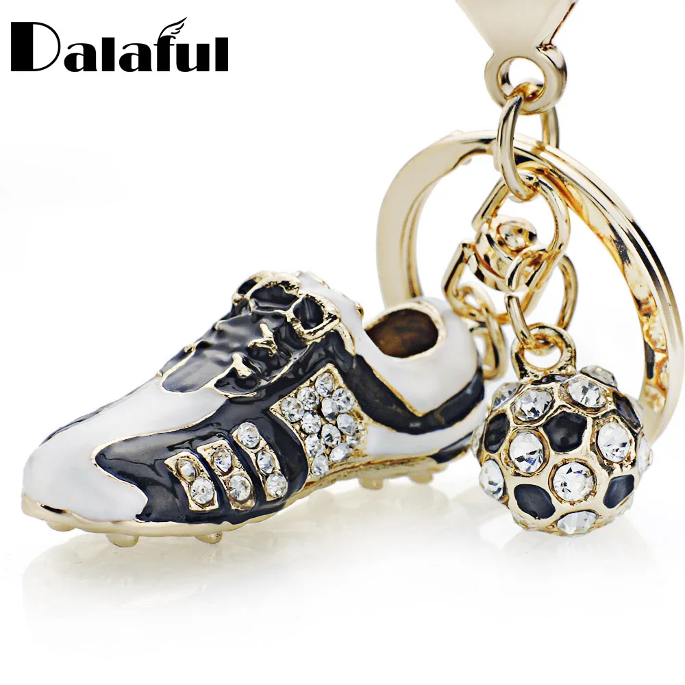 Crystal Football Soccer Shoes Rhinestone Keychains For Car Purse Bag
