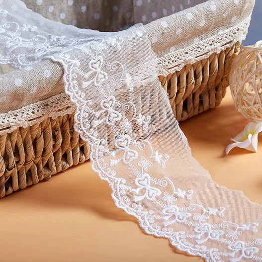 

Free Shipping Natural-white Vintage Soft Gauze Small Embroidery Lace Trim Lace Fabric DIY Sewing Crafts Width 8cm 3-18Yds/lot