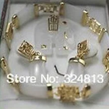 Женский модный подлинный набор украшений белый слон кулон браслет серьги+ коробка 2S65E