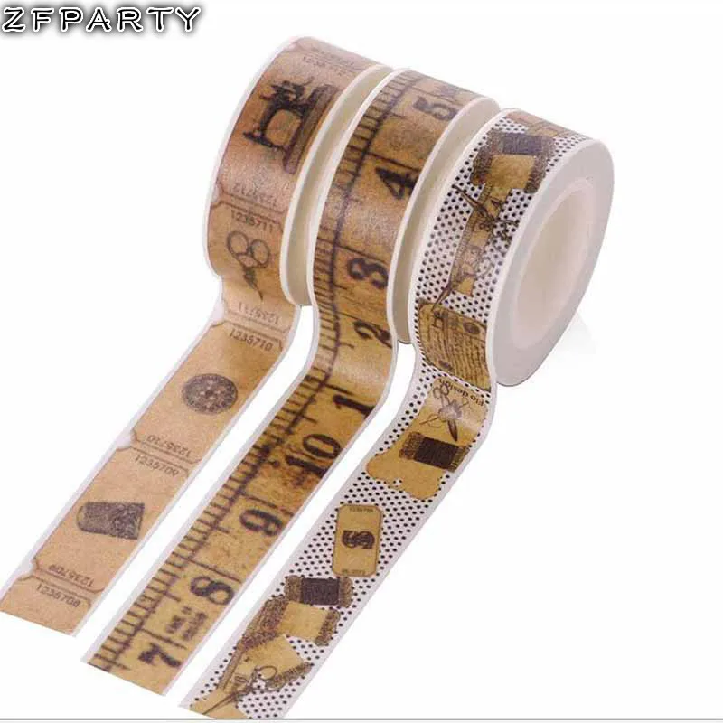 

ZFPARTY 15mm*10m Adhesive Tape for Scrapbooking DIY Craft Sticky Deco Masking Japanese Paper Washi Tape Three Styles