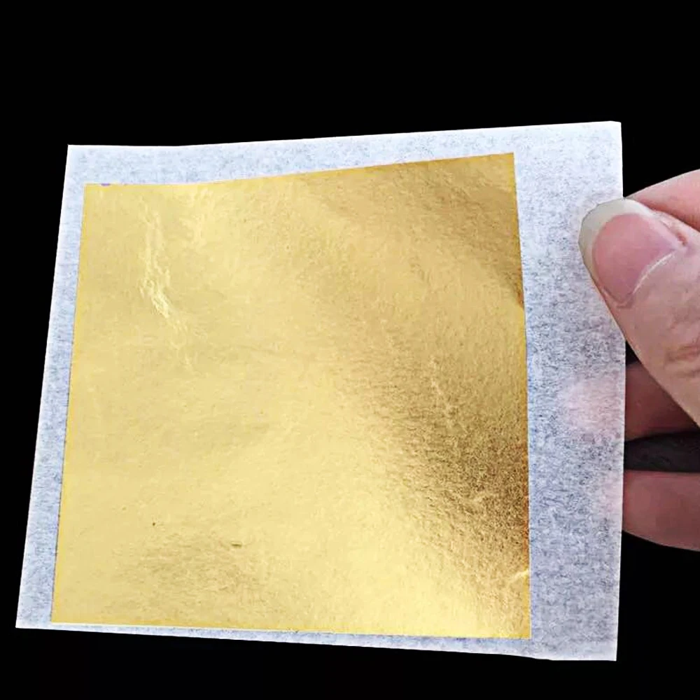 

10Pcs Pure 24K Gold Foil Leaf Edible Cake Decorating Gold Sheets DIY Painting Golden Figure Craft Supplies