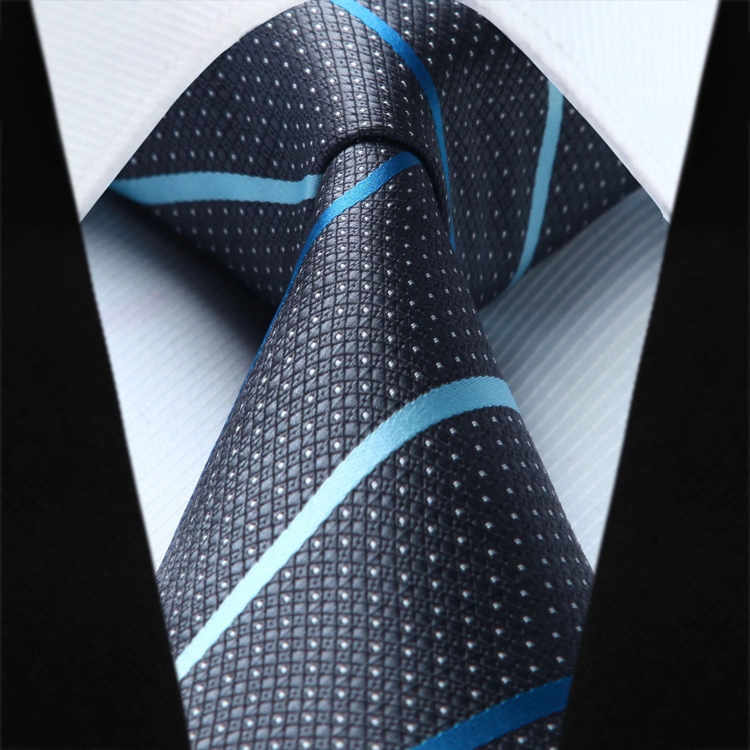 Тканые Для мужчин галстук серый в полоску горошек галстук платок Набор# TS613A8S вечерние свадебные классические модные платок галстук