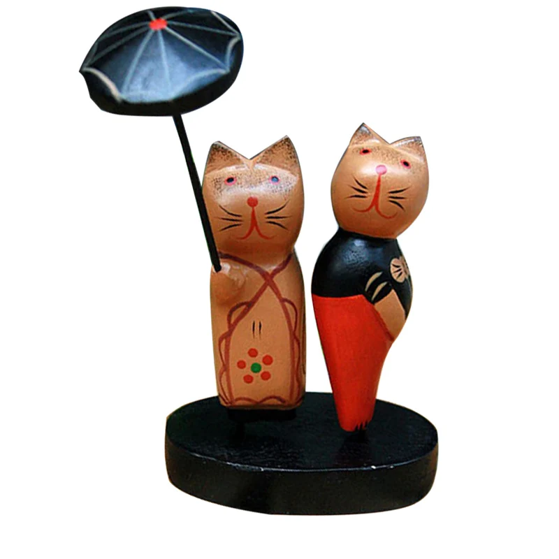 

Nordic Wooden Couple Cats Ornaments Furnishing Articles Creative Couple Cat Wood Figurines Home Decoration Accessories For Gifts