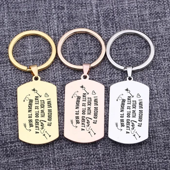 

I Have Decided To Stick With Love Keychain Couples Lovers Token Keyring Bag Charms Key Tag Pendant Memorial Gift For Boyfriend