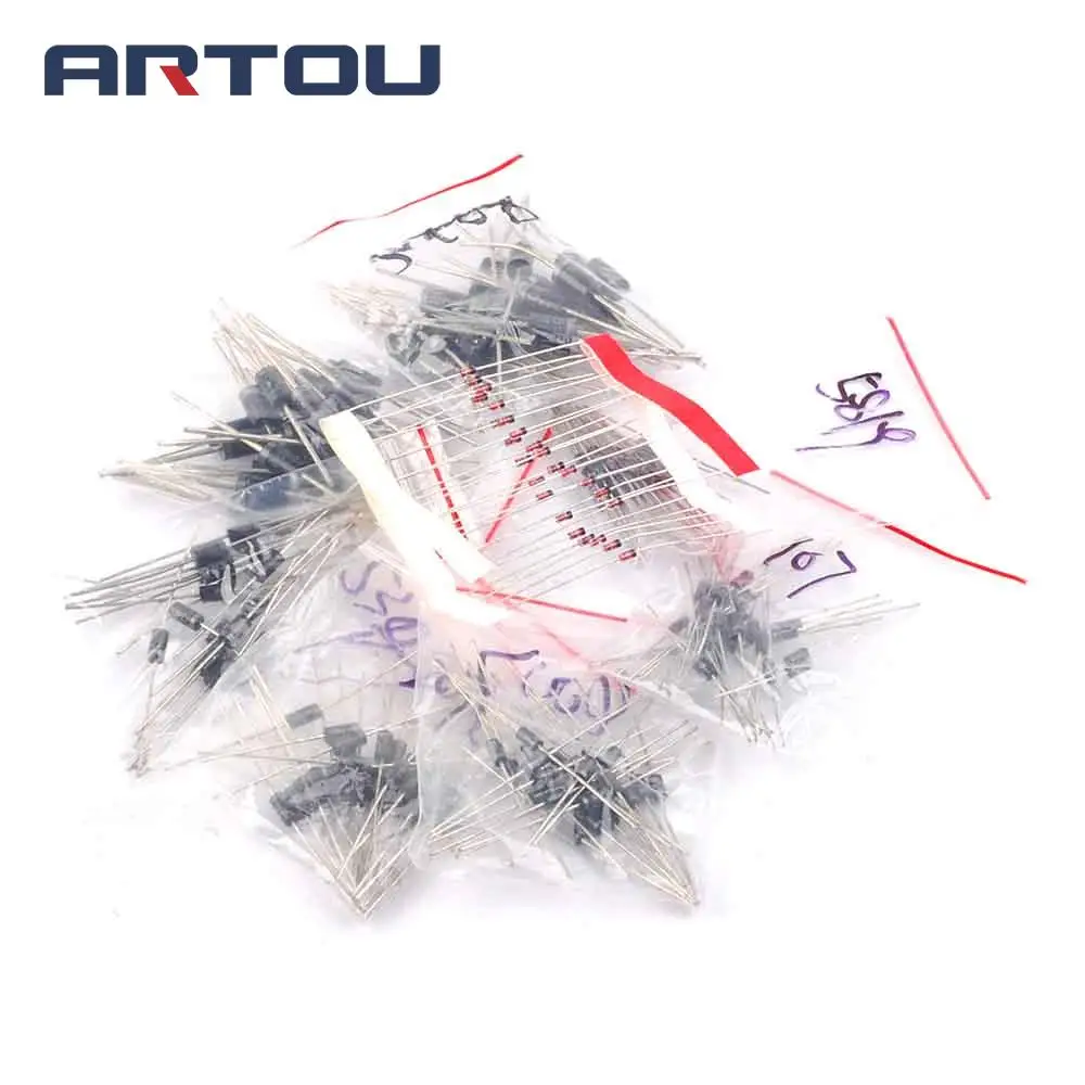1N4148 1N4007 1N5819 1N5399 1N5408 1N5822 FR107 FR207,DIP 8values=200pcs,Electronic Components Package,Diode Assorted Kit