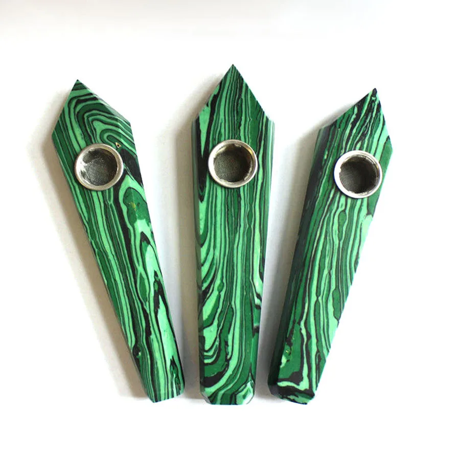 

Wholesale 1pc top natural malachite quartz crystal pipe tobacco stick cigarette healing