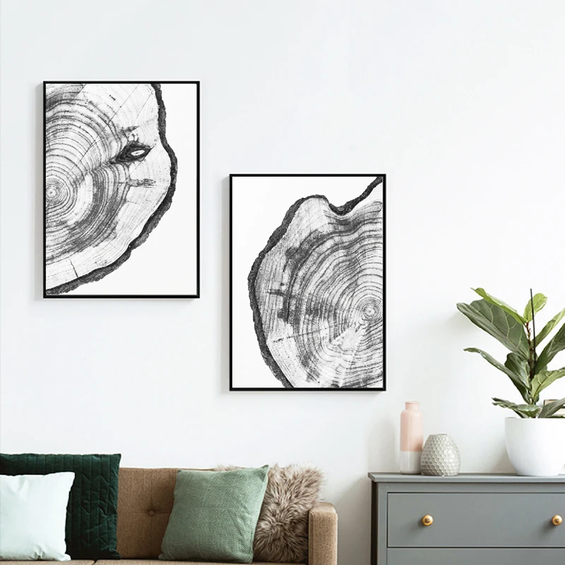 Tree Rings Poster Prints Black And White Tree Wall Art Log Slice