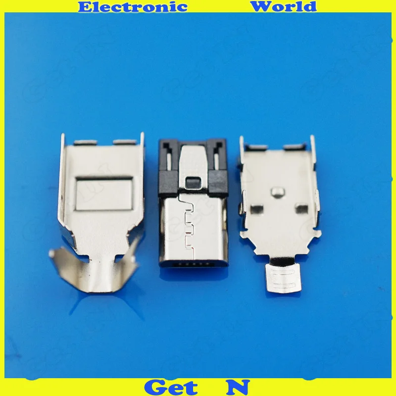 Микро USB разъем штекер 5 контактов DIY паяльный металлический корпус впрыска Джек |