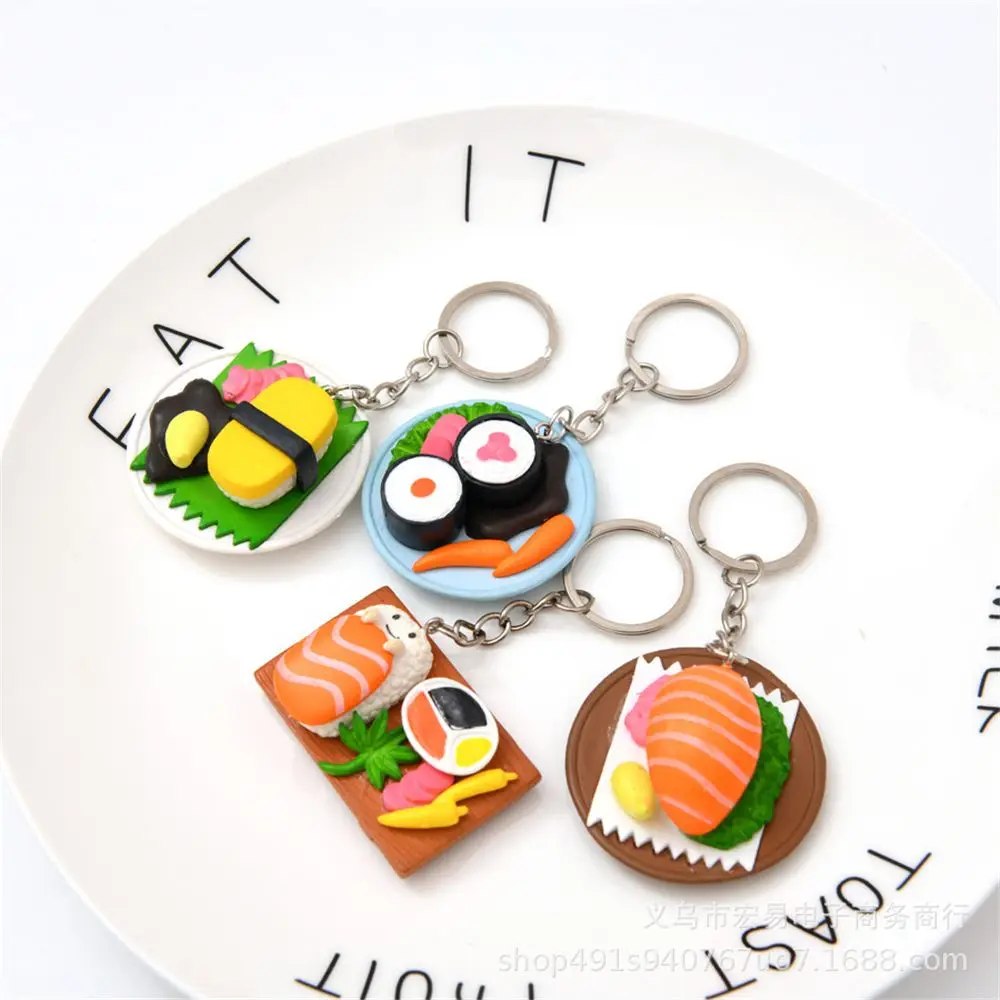 

2019 Creative Salmon Slice Sushi Shape Keychain Keychain Food Simulation Pendant Keychain Car Kit Accessories Small Gift Keychai