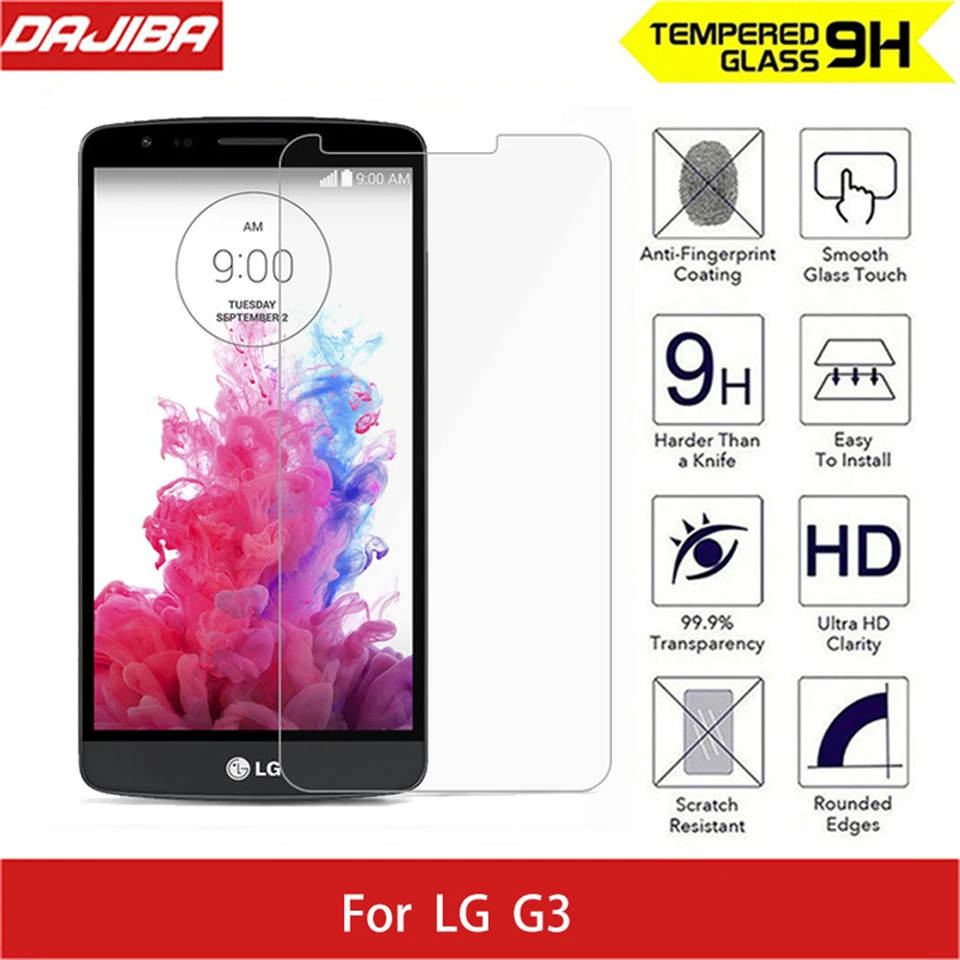 Закаленное Экран Стекло царапинам для LG G3 9 H жесткий 2.5D дуги края круглый границы