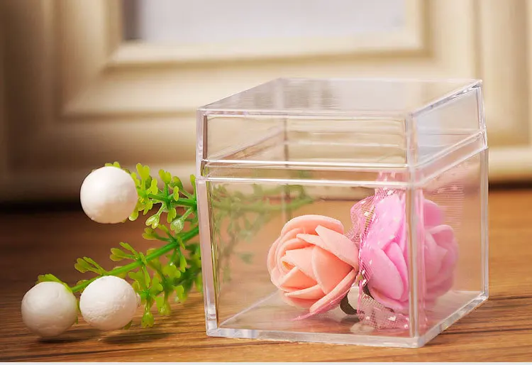6x6x6cm Clear acrylic cube box , plastic transparent gift box Wedding