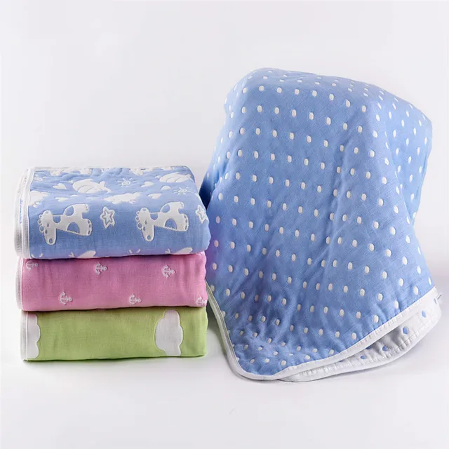 Six Layers Cotton Throw Blankets Kids Blanket for Beds Cute Kids