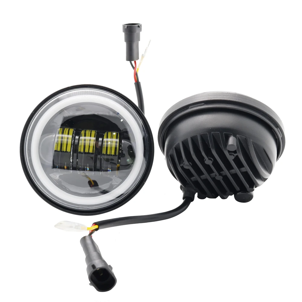 2PCS Chrome  Black 4.5 Inch LED Passing Light Spot Driving Lamp LED Fog Lights for Harley Davidson Motorcycles 4.5 Lights (18)