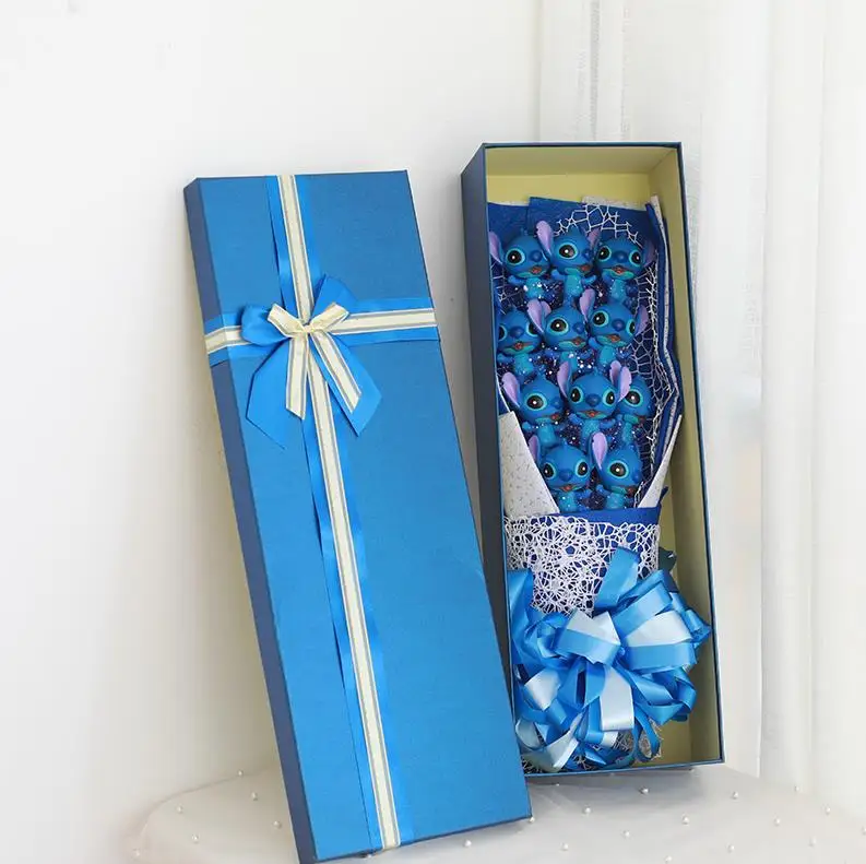 Silicone with box Мультфильм плюшевые игрушки, Стич аниме "Лило и Стич" мягкие чучело куклы плюшевые букеты на День святого Валентина Рождественские подарки - Цвет: Silicone with box