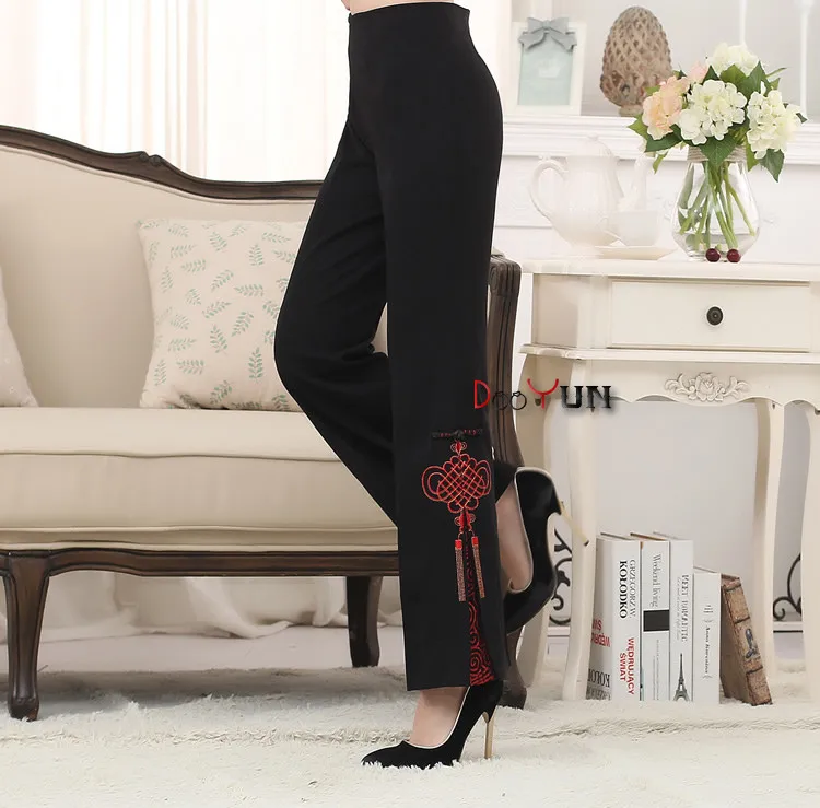 Новое поступление оптом и в продаже женские брюки с цветочной вышивкой в китайском стиле WP03