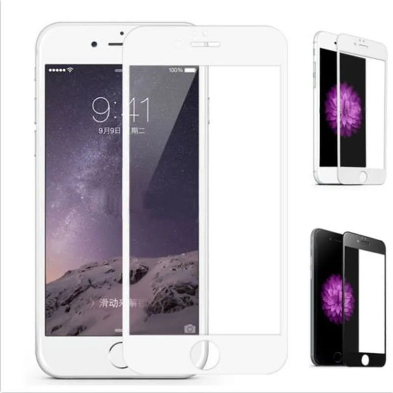 

Black&White Full Cover Tempered Glass For iPhone 6 6S 6Plus 6sPlus Screen Protector Protective Toughened Film pelicula de vidro