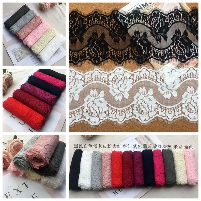 6M/Lot 12Colors Wide 17CM Mesh Eyelash Lace Trim Veil Wedding Dress Diy Fabric Craft Clothing Skirt Materials | Дом и сад