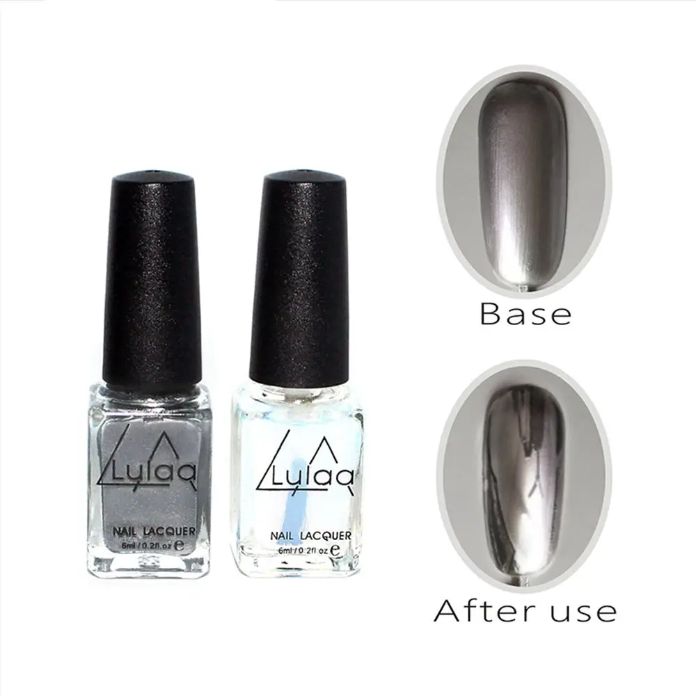 LULAA зеркальный эффект лак для ногтей металлический лак для ногтей серебряный металлический лак для ногтей Топ металлический лак для ногтей женский подарок для красоты