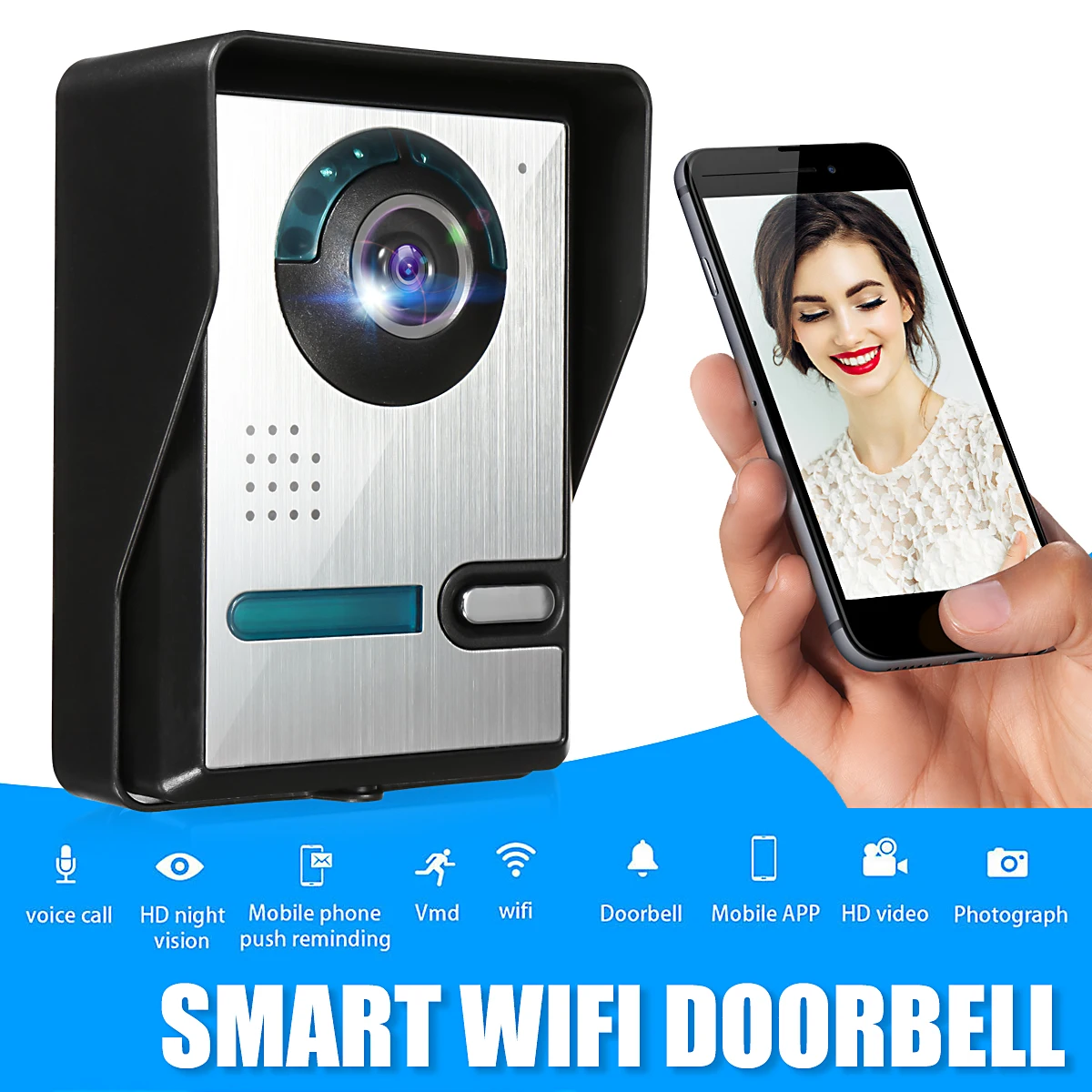 

WiFi Video Doorbell Door IP Camera Viewer Night Vision Remote Control Ring Bell Rainproof Smart Home Automation Door Intercom