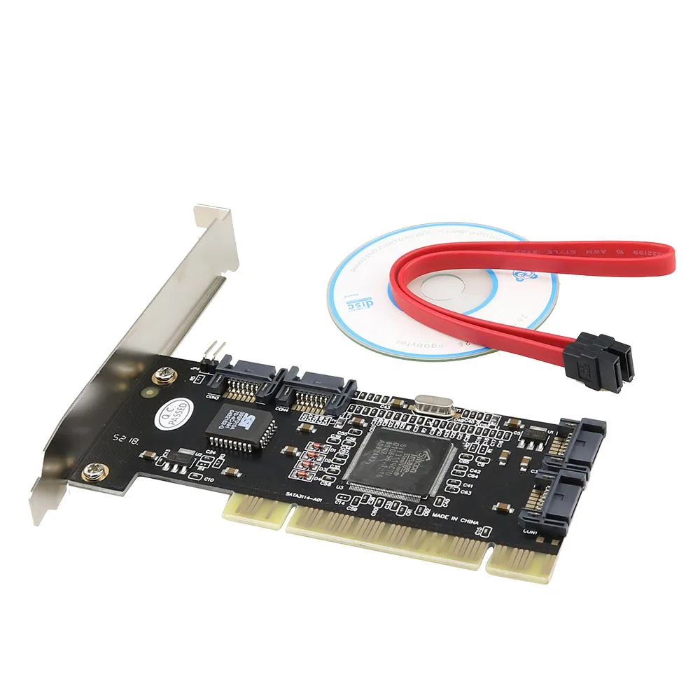 PCI на 4 порта SATA встроенный регулятор RAID CARD 4 SATA SERIAL ATA PCI контроллер RAID CARD Sil3114 чипсет Sata кабели