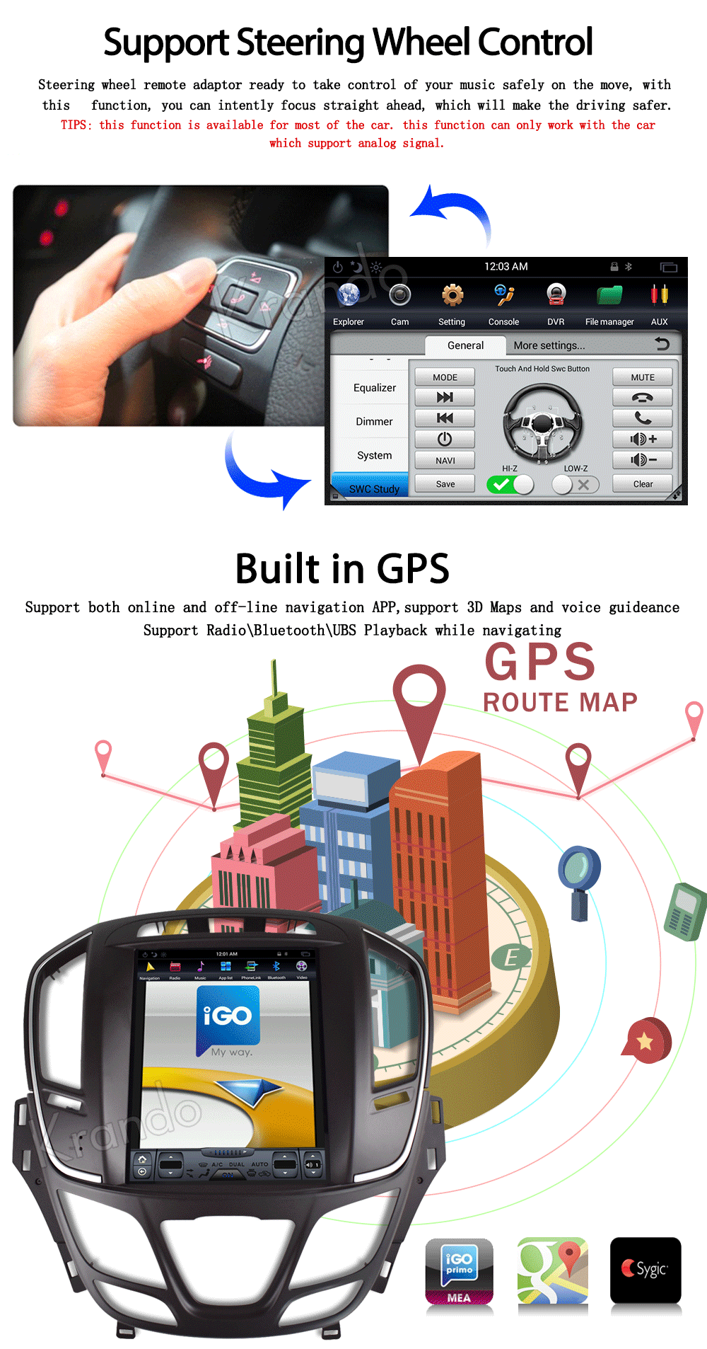 Top Krando Android 8.1 10.4" Tesla Vertical touch screen car radio dvd playe for Buick Regal 2014+ navigation entertainment system 7 Top Krando Android 8.1 10.4" Tesla Vertical touch screen car radio dvd playe for Buick Regal 2014+ navigation entertainment system 7
