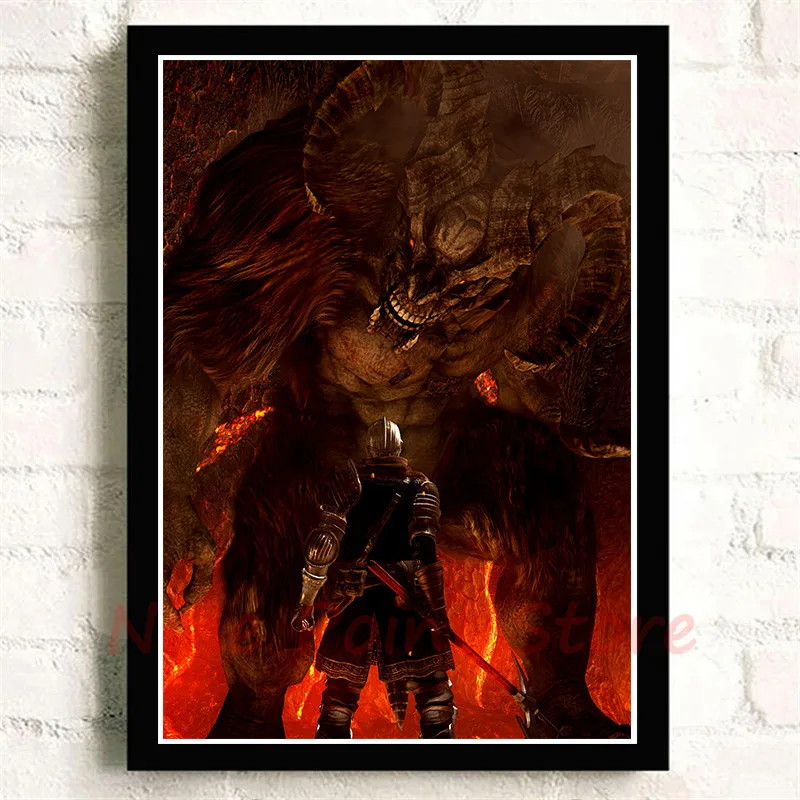 Dark Souls игровой бумажный плакат с покрытием для гостиной стены дома Современный художественный декор плакат Принт Бескаркасный - Цвет: Черный