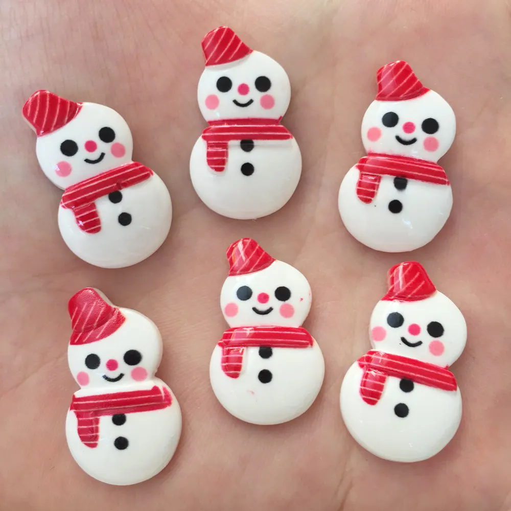 

New 20pcs resin Coloured drawing cute Snowman Flat back stone Scrapbook DIY Christmas ornaments craft PF415*2