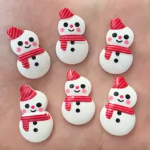 New 20pcs resin Coloured drawing cute Snowman Flat back stone Scrapbook DIY Christmas ornaments craft PF415*2