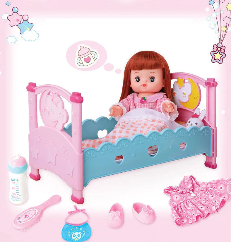 Kawaii Набор для игры в куклы девочка головоломка DIY кукольный дом мебель коляска мини игрушечные дома для детей подарок на день рождения для девочки Juguetes