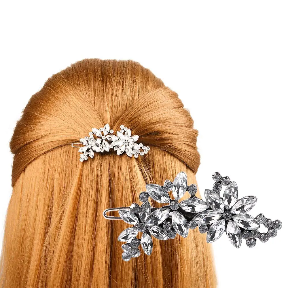 

Fashion Women Flower Hairpins Bridal Wedding Retro Crystal Rhinestone Floral Hair Clip accesorios para el cabello