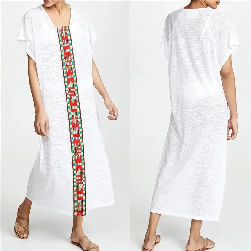 

Women's Chiffon Embroidered Turkish Kaftans Beachwear cover up beach dress