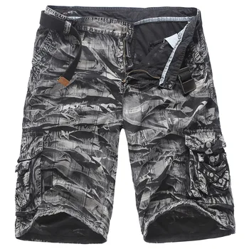 

New summer jungle camouflage military shorts male cotton loose Casual Shorts Homme Multi-Pocket no belt Bermuda Trousers