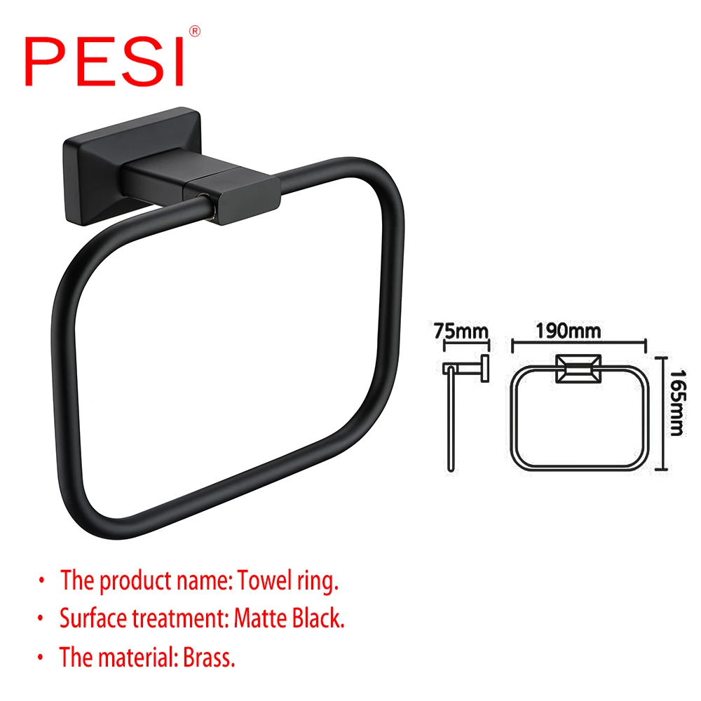 All Brass Bathroom Hardware Set Robe Hook Towel Rail Rack Bar Shelf Paper Holder Toothbrush Holder Bathroom Accessories,Black.