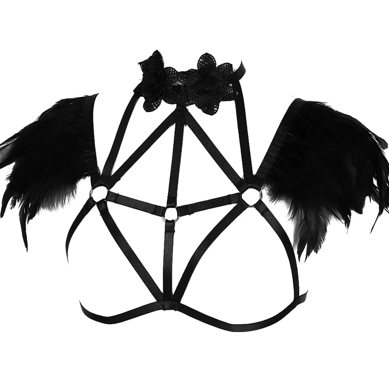 Перьевая повязка Bralette Наплечные крылья ремень клетка бюстгальтер бандаж