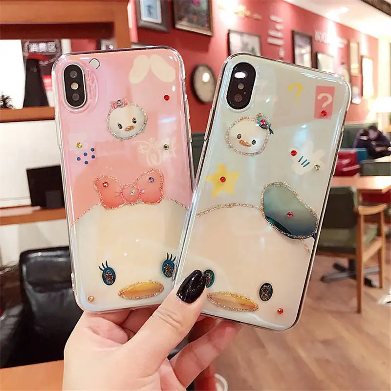 

Cartoon Cute For Iphone 6 6S 7 8plus X Xs Xr Xsmax Glitter Rhinestone Silicone Phone Case