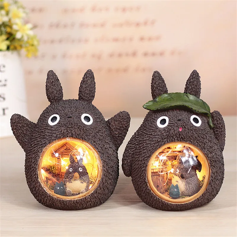  Cute Totoro Lamp Resin LED Night Light Cartoon Chinchilla Landscape Star lights Bedroom Bedside Lam - 4000004606426