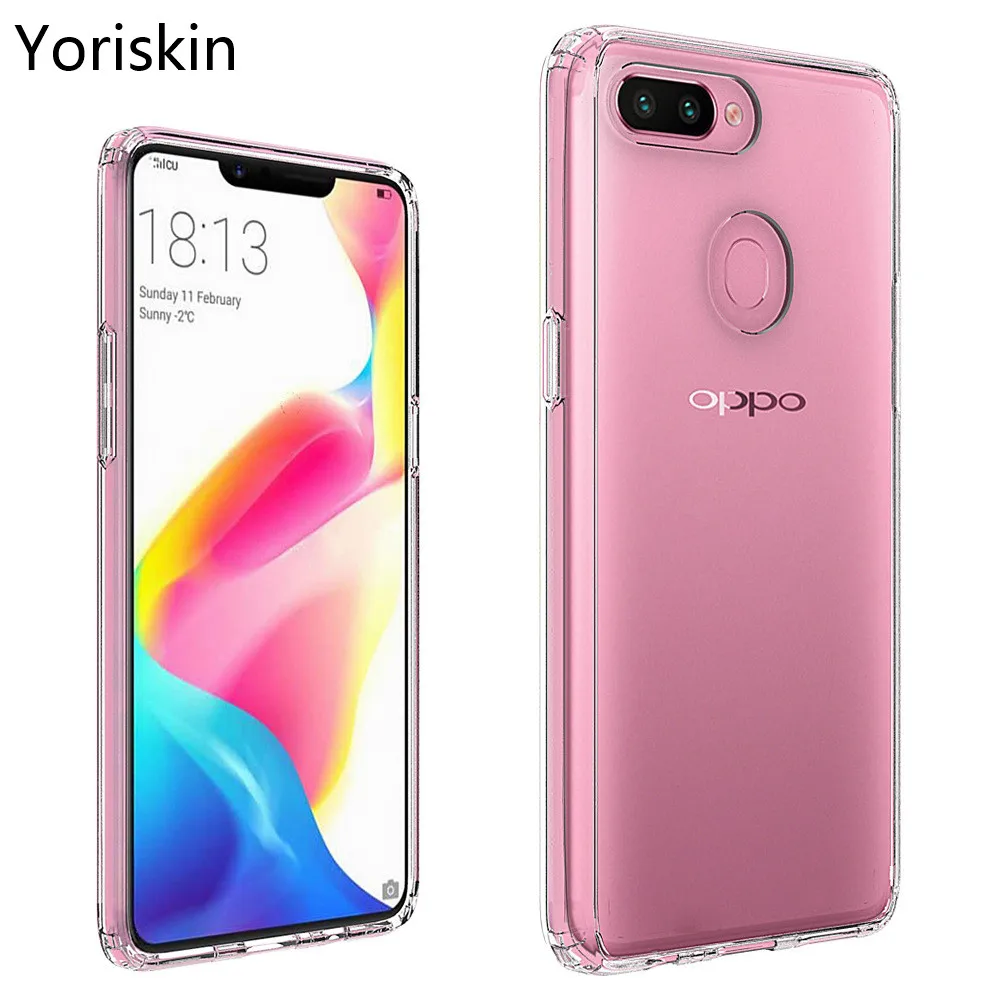 

For Oppo R15 High Quality TPU Bumper +Acrylic Dual Layer Slim Back Case Cover For Oppo R15 Transparent Protective Case Shell
