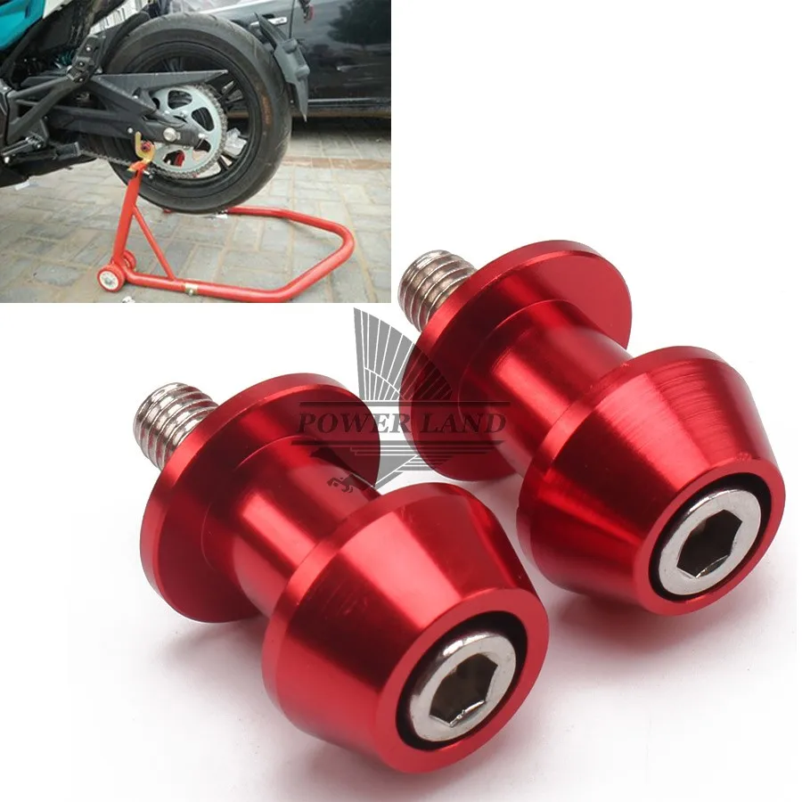 Red 8mm Motorcycle CNC Rear Stand Swing Arm Spool Sliders Stand