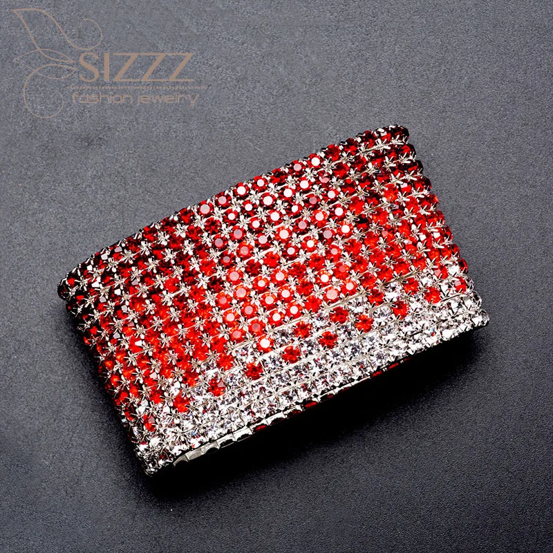 SIZZZ New Hot stretch wide rhinestone red crystal bracelet&bangles for women
