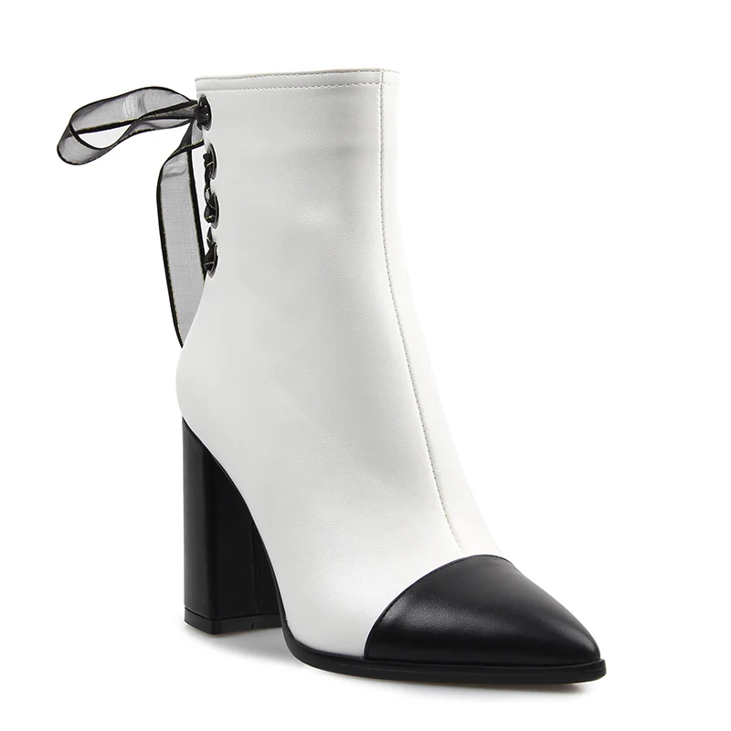 

Hot Women Ankle Boots PU Winter Warm Lace Up Women Boots Ankle Boots Ladies Winter Women Shoes Mixed Color High Heels Boots